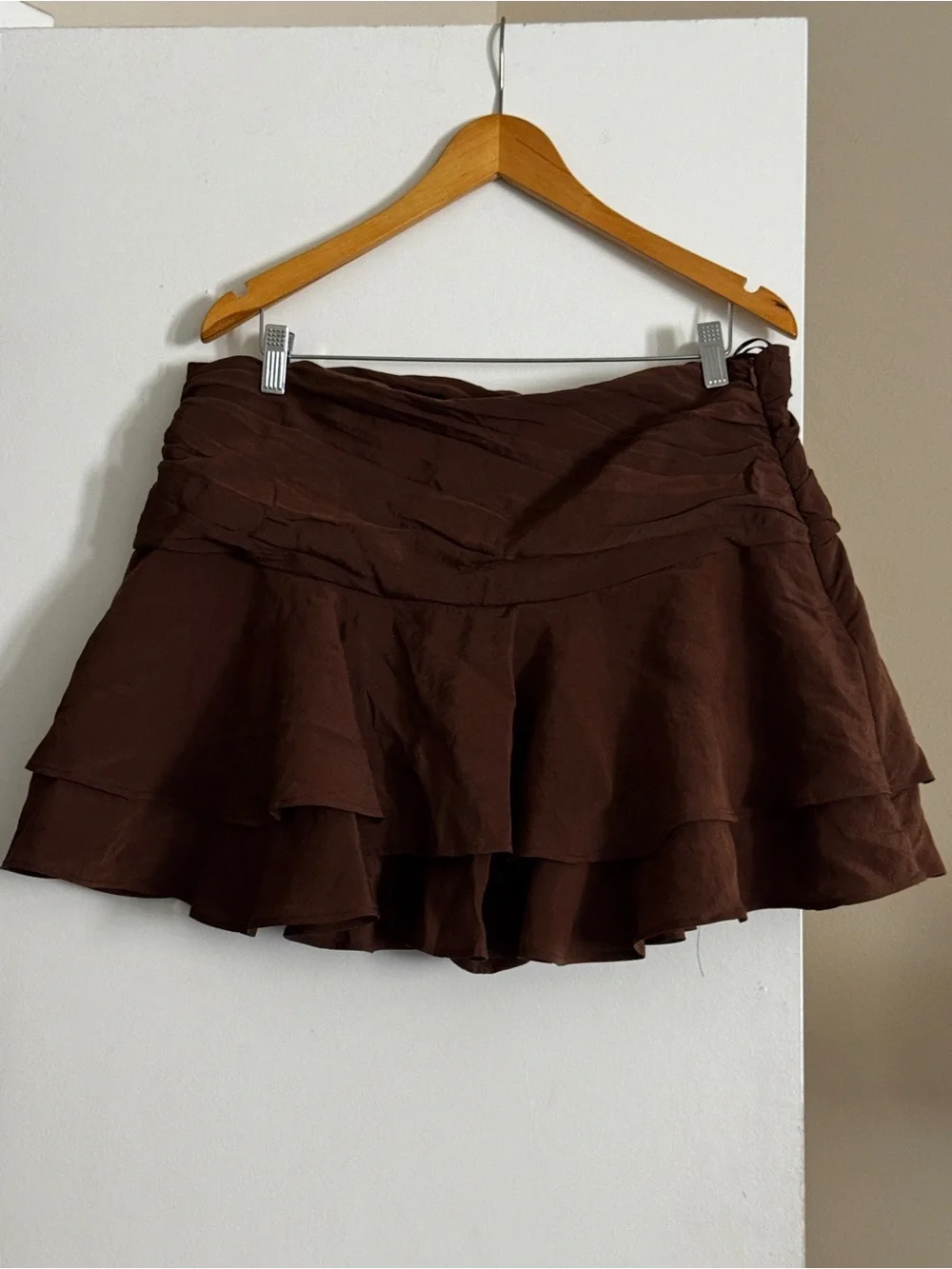 Zara Brown Tiered Ruffle Women's Shorts Skirt